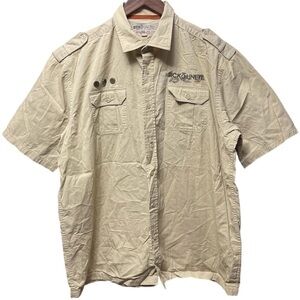 vintage Y2K ecko Military front back embroidered short sleeve button up shirt
